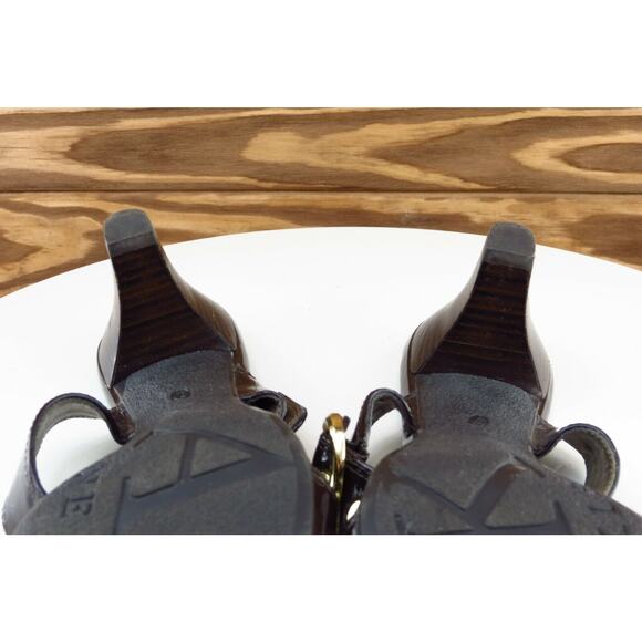 Anne Klein Size 7 M Brown Slides Patent Leather Women‎ Sandal Shoes - Picture 7 of 7